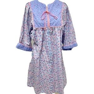 Vintage Talbots Ariel Blockprint MuumuuDress Housecoat One Size